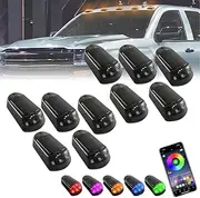 Cab Lights for Truck, Automotive Vehicle Top Light, 2024 New Solar Cab Lights, Punch-Free LED Lights, 7 Colors Roof Lights for Universal Car App Control