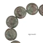 14 Garnet In Zoisite Flat Round / Coin Beads 14mm 7.5" #67019