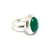 Natural Green Jade Ring Size 9 – Silver Plated Gemstone Jewelry Gift for Her
