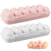 2 Pack Covered Egg Holders, 12 Grid Fridge Egg Storage Container with Lid (24 Eggs)