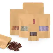 100pcs Kraft Bags with Window 7.1x10 Inches Brown Reusable Sealable Zip Lock ...