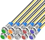 Gebildet 10Pcs 6mm 110V-220VAC LED Metal Indicator Light Waterproof Signal Lamp (Green/Orange/Red/Blue/White,Each 2pcs)