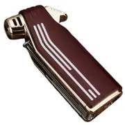 Refillable Butane Puffer Lighter with Soft Flame, Includes Pipe Tools Scraper, Tamper, Needle, Portable Lighter for Men Red Wood Grain