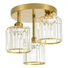 Modern Semi Flush Mount Ceiling Light, 3-Light Crystal Close to Ceiling Light...