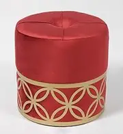 Sunny Décor Velvet Foot Stool/Ottoman with Gold Design Decoration in Claret red