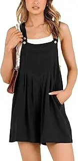 [MAEHARRT] Short Overalls Summer Jumpsuit for Women Casual Rompers Wide Leg Linen Plus Size Jumpsuit Gardening Bib Overalls