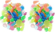 VINTORKY Luminous Glow Rocks for Aquarium Decoration 160pcs Mixed Sea Animal Pebbles in 2 Packs