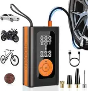 Portable Tyre Inflator, Air Compressor,4000mAh Cordless Air Pump,LED Lighting and Accurate Pressure,1 Min Fast Inflate,LCD Digital Tyre Electric Bike Pump for Car,Balls,Motorcycle