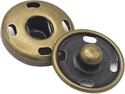 30 Sets Antique Brass Sew On Snap Fasteners Metal Snap Button Rust Proof Press Studs (15mm)