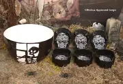 CRATE & BARREL SKELETON PREP BOWL & INDIVIDUAL SKULL BOWLS (6) -NWT- BOO-TIFUL!