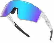 Polarized Cycling Sunglasses Double Wide Polarized Mirrored for Running Golf Fishing Hiking Baseball Running Glasses for Cycling Men Women (KD-C7)