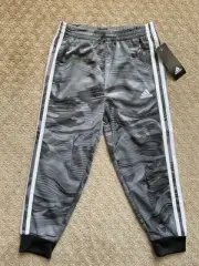 Adidas Iconic Tricot Pant Size 5 Grey Black White Three Stripe NWT