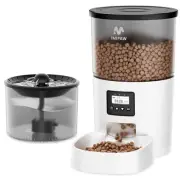 Automatic Cat Feeder and Water Fountain, Timed Pet Dry Food Dispenser, Progra...