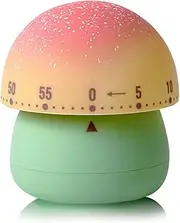 NUOSWEK Mechanical Kitchen Timer - Cute Mushroom Wind Up 60 Minutes Manual Countdown Timer for Classroom, Home, Study and Cooking (Green Base)
