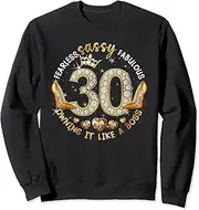 [X.Style] Sassy Fabulous 30 Year Old 30th Birthday Diamond Crown Shoes Sweatshirt ds1591 Sweater (2XL) Black