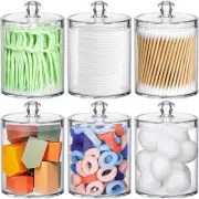 MateeyLife Qtip Holder 6 Pack, Acrylic Q-tip Dispenser 10oz*3+12oz*3, Clear