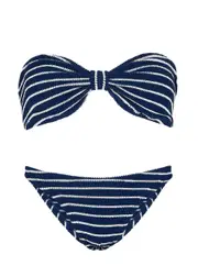 Hunza G Jean Seersucker Bikini - Navy - One Size One Size