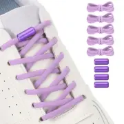 Elastic No Tie Shoelaces Replacement 5Pcs with 4 Metal Buckles, Purple