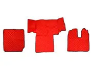 Red Eco-Leather Floor Mats Covers for MAN TGS 400 Automatic Right-Hand Drive