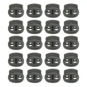 0.7x0.8" Cord Locks, 100 Pack Double Hole Spring End Toggle Stopper, Dark Green
