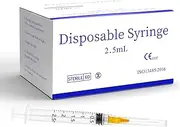 Disposable Syringe with 25Ga 1.0 Inch, Luer Lock Syringes, Individually Wrapped Lab Supplies (2.5ml-50pcs)