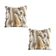 SOGA 2X 45cm Coffee Rabbit Fur Throw Pillows