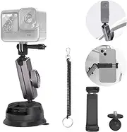 VVNTVEE Car Camera Mount for Go pro,Metal Suction Cup Mount for Phone/Action Camera Hero 13 12 Pocket 3 Action 5 Pro Action 4 3 X4 X3 with 360° Adjusted Ball-Head Magic Arm
