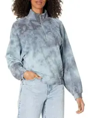 Lucky Brand Women's Sueded Fleece Half Zip - Midnight Tie Dye LArge NWT