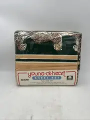 Vintage Sears Young At Heart Sheet Set Full Size Set Cheetah Print