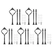 5 Set Cake Tray Stand Handle Plate Hardware Fitting, 3-Tiers Mini Crown Black