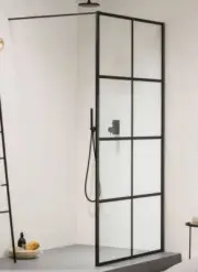 Matte Black Grid Lattice Framed 1200/1100/1000/900 Walk in Panel Shower Screen