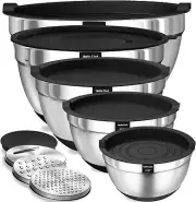 Mixing Bowls with Airtight Lids, 8PCS Stainless Steel Nesting Mixing Bowls Set,