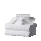 White Combed Cotton Absorbent Textured 6 Piece Towel Set