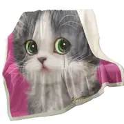 Cats Art Adorable Shy Kitten Over Pink Throw Blanket