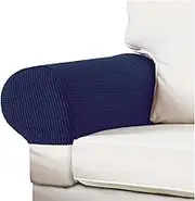 EDENATURE Couch Arm Covers for Chairs Stretch Armchair Cover Polyester Office Chair Armrest Covers for Sofa, Anti-Stain Arm Chair Slipcover Washable Chair Arm Covers Protectors - Navy - Pack of 2