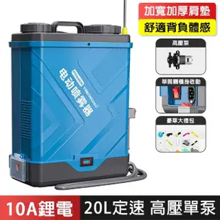 【巧可】20L雙泵10A鋰電電動噴霧器 打藥機(大容量農用高壓打藥桶)