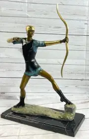 Bronze Metal Art Deco Classic Sculpture Male Archer Bow Arrow Statue Marble Gift