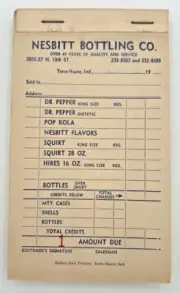 Vintage Nesbitt Bottling Co. Receipt Book Terre Haute IN New Old Stock SKU PB1
