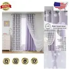 Premium Lilac Sheer and Room Darkening Curtains - 84 Inches with Tie-backs