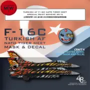 1/48 Turkish F-16C Nato Tiger Meet 2015 Mask Decal f Tamiya 61106/Kinetic K48102
