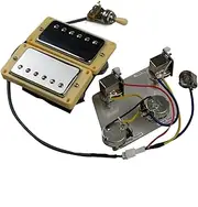 Humbucker Guitar Pickups Humbucker Pickups Neck and Bridge Pickup 4C Wiring Harness Push-Pull Single Cut Set for Gibson Epiphone Guitar (Color : Silver Yellow Frame)