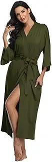 [Super Shopping-zone] Women's Long Robes Cotton Kimonos Full Length Robes Soft Sleepwear Nightgown