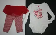 New Carter's 3m Girls 2 Piece Bodysuit Top & Tutu Leggings Outfit Set Sparkle