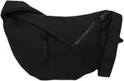 [Generic] Canvas Casual Shoulder Bag Stylish Dumpling Bag Simple Crossbody Bag (Black)