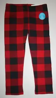 New Carter's 5 year Girls Fleece Leggings Cozy Red Black Check Pants Comfy