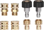 8Pcs High Pressure Washer Adapter Coupler Set, Brass Connector Kit, Up to 5000 PSI, Material, Fits Multiple Hose Sizes