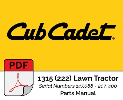 Cub Cadet 1315 (222) Lawn Tractor Parts Manual (PDF FILE ON USB DRIVE)