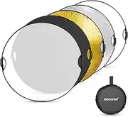 NEEWER 51"/130cm Light Reflector with Handle Grip & 3/8" Thread， 5 in 1 Foldable Disc Light Diffuser Translucent/Silver/Gold/White/Black for Photography Lighting， Outdoor Lighting， RF-130II