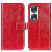 For Honor 90 Shockproof Case Crazy Horse Texture PU Leather Shell Stand Wallet Retro Phone Cover