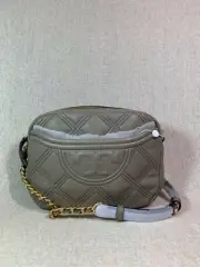 NEW Tory Burch Gray Heron Fleming Soft Small Camera Bag $398